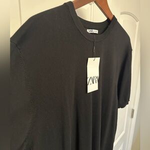 NEW Zara Men's Black Short Sleeve Knit Tee